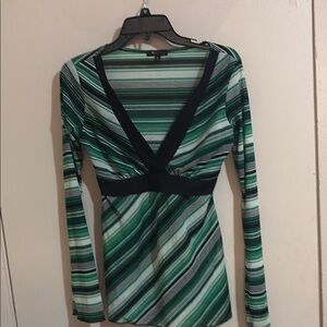 Striped Green and Black Women's Top